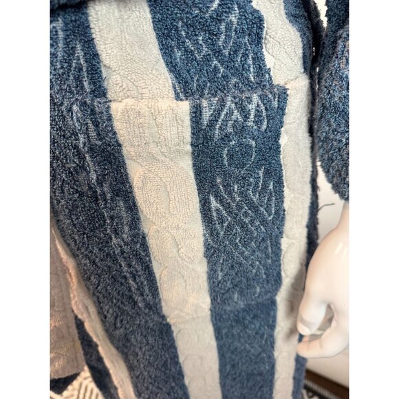 Nautica Vintage 80s Blue & White Striped 100% Cotton Robe One Size Made In Turke - Picture 8 of 16